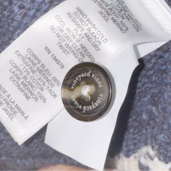 Vineyard Vines Varsity Wool Shawl Cardigan Nautical Navy XL Rope Design Sweater - Picture 14 of 16